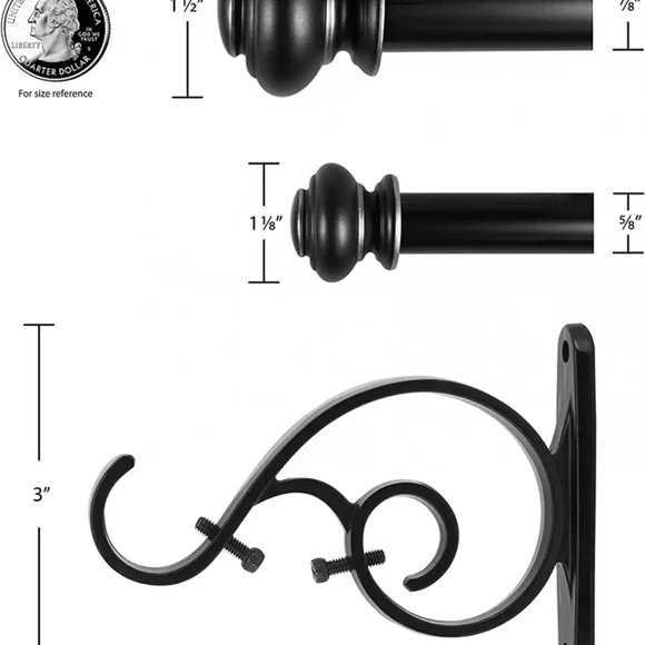 Decopolitan Urn Telescoping Double Drapery Rod Set, 36-72", Antique Bronze - Picture 3 of 4